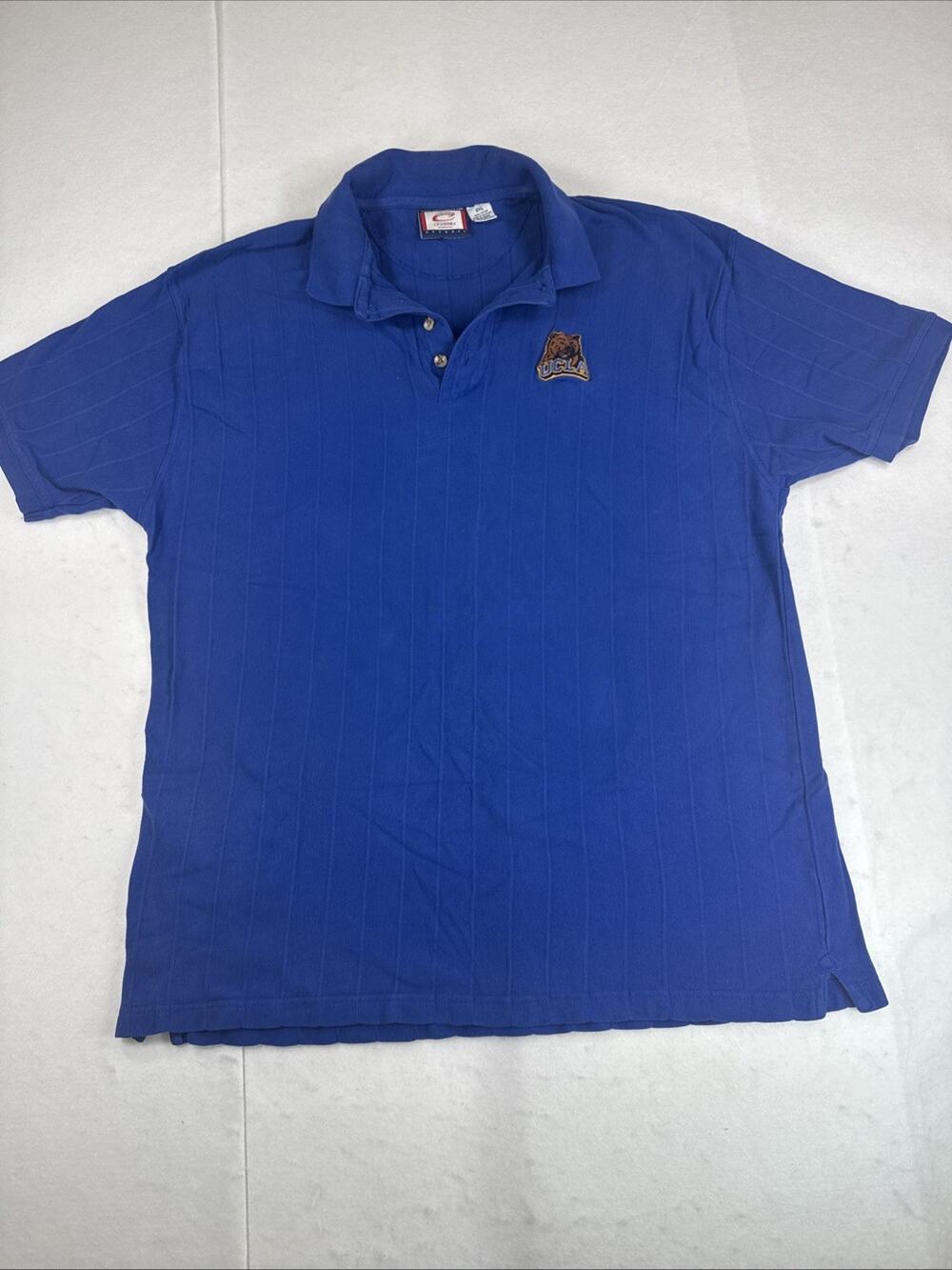 Vintage 90s UCLA Bruins Polo Shirt 2XL Blue Cadre Athletic Embroidered Bear